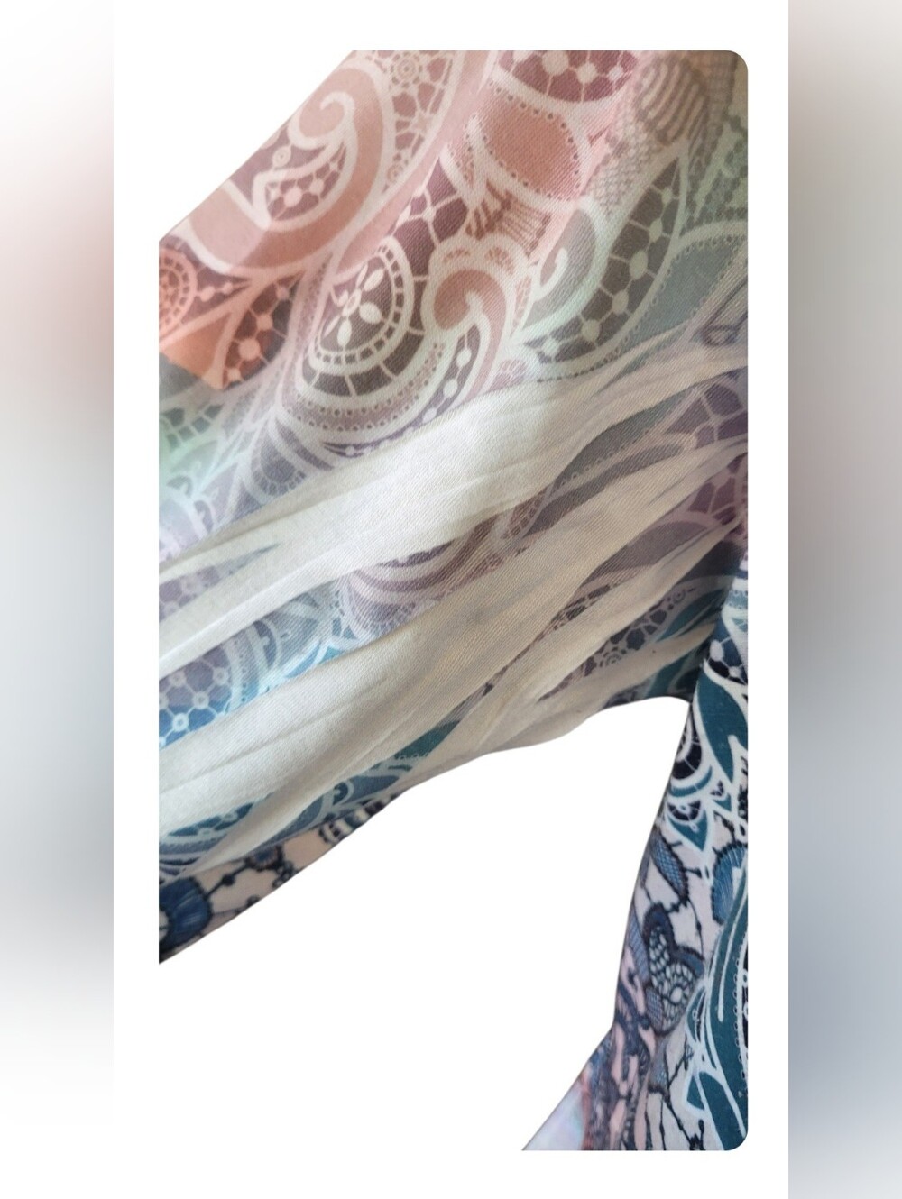 One World Live And Let Live Women's Pastel Paisley Scoop Neck Tunic Boho Y2K - Picture 4 of 16